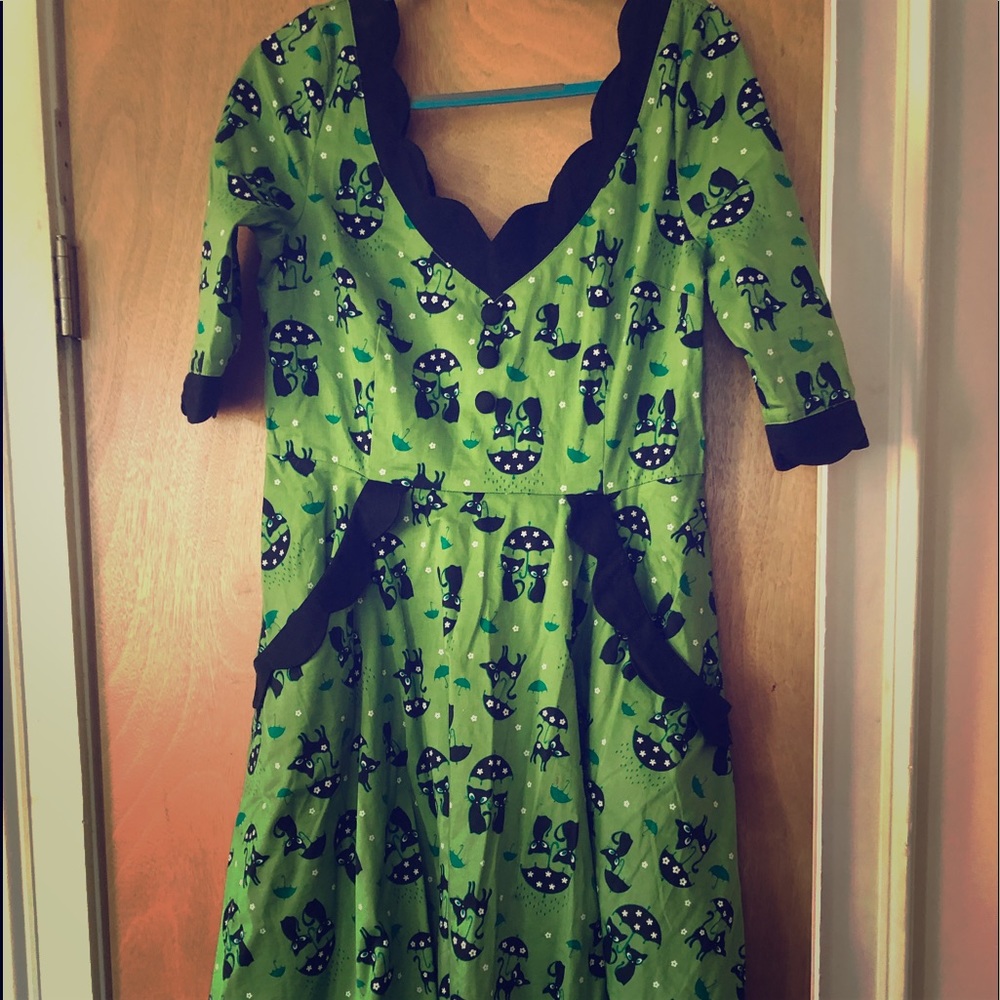 Vintage style black cat dress